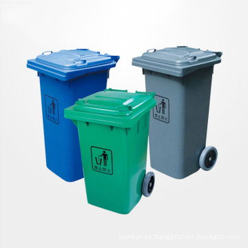 Cubo de basura de plástico de alta calidad al aire libre con ruedas (YW0010)